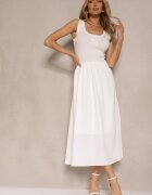 elsa.m by may Rochie Albă Cloș din Viscoză Decorată cu Aplicație Ronlina