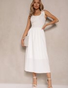elsa.m by may Rochie Albă Cloș din Viscoză Decorată cu Aplicație Ronlina