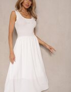 elsa.m by may Rochie Albă Cloș din Viscoză Decorată cu Aplicație Ronlina