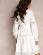 elsa.m by may Rochie Albă Cloș Mini cu Decolteu Decorativ cu Dantelă Eudovana