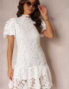 elsa.m by may Rochie Albă cu Broderie Paisley din Dantelă și Mâneci Bufante Briena