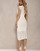 elsa.m by may Rochie Albă cu Mânecă Scurtă cu Finisaj Ajurat cu Jupon Werana