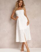 elsa.m by may Rochie Albă cu Textură Delicată și Crăpătură la Bază Kendia