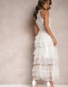 elsa.m by may Rochie Albă De Seară Maxi Decorată cu Dantelă și Volane Fariel
