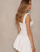elsa.m by may Rochie Albă din Bumbac cu Croi Balon cu Bretele și Partea de Sus Mulată Linalaia