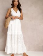 elsa.m by may Rochie albă din bumbac cu inserții din dantelă și elastic în talie Gabina