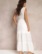 elsa.m by may Rochie albă din bumbac cu inserții din dantelă și elastic în talie Gabina