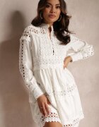 elsa.m by may Rochie Albă Din Dantelă cu Decolteu Decorativ Sweeney