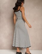 elsa.m by may Rochie Albă din Vascoză pe Bretele Decorată cu Imprimeu în Dungi Zalirana