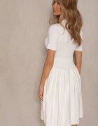 elsa.m by may Rochie Albă din viscoză evazată decorată cu nasturi și pliuri Alulassa