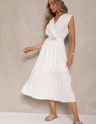 elsa.m by may Rochie Albă evazată cu cordon cu cataramă Meniros
