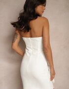 elsa.m by may Rochie Albă Tip Bandeau cu flori 3D Desilina
