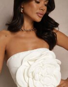 elsa.m by may Rochie Albă Tip Bandeau cu flori 3D Desilina
