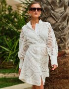 elsa.m by may Rochie Albă tip cămașă cu Dantelă Lenora