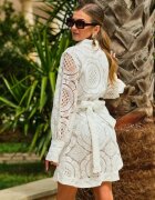 elsa.m by may Rochie Albă tip cămașă cu Dantelă Lenora