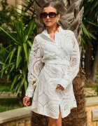 elsa.m by may Rochie Albă tip cămașă cu Dantelă Lenora