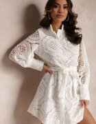elsa.m by may Rochie Albă tip cămașă cu Dantelă Lenora