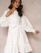 elsa.m by may Rochie Albă Tip Cămașă cu nasturi perlați și inserții dantelate Shyanne