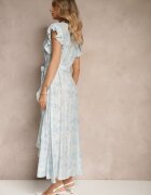 elsa.m by may Rochie Albastră Asimetrică din bumbac cu volane și imprimeu floral Lommea