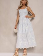 elsa.m by may Rochie Albastră Boho din viscoză și bumbac cu nasturi cu bretele cu imprimeu floral Lildexis