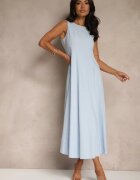 elsa.m by may Rochie Albastră Cloche cu Viscoză și Bumbac și Fentă pe Picior Saravisse