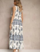 elsa.m by may Rochie Albastră Cloș din Viscoză Legată sub Gât cu Print Paisley Nreadia