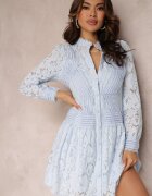 elsa.m by may Rochie Albastră Cloș Tip Cămașă Rutty