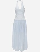 elsa.m by may Rochie Albastră cu Decolteu Halter și Nasturi Decorative în Față Nesia
