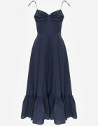 elsa.m by may Rochie Albastru închis Evazată din Bumbac cu Bretele Legate Milistia