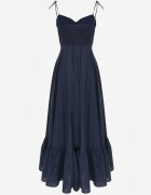elsa.m by may Rochie Albastru închis Evazată din Bumbac cu Bretele Legate Milistia