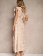 elsa.m by may Rochie Asimetrică Roz din Bumbac cu Volane și Imprimeu Floral Lommea