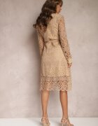 elsa.m by may Rochie Bej A-line Midi Decorată cu dantelă cu curea în talie Sailla