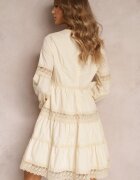 elsa.m by may Rochie bej cloș mini cu decolteu decorativ cu dantelă Eudovana