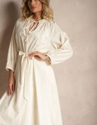 elsa.m by may Rochie bej cu curea Boho din bumbac decorată cu broderie Gonalin