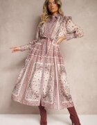 elsa.m by may Rochie Bej cu o croială evazată de cămașă din bumbac și curea Merichelle