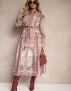elsa.m by may Rochie Bej cu o croială evazată de cămașă din bumbac și curea Merichelle
