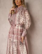 elsa.m by may Rochie Bej cu o croială evazată de cămașă din bumbac și curea Merichelle