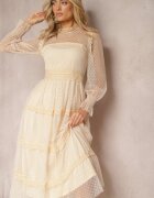 elsa.m by may Rochie bej de dantelă cloche cu volane Faberlla