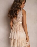 elsa.m by may Rochie Bej de tul Mini cu paiete Jophiela