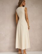 elsa.m by may Rochie Bej Deschis Cloche din Viscoză și Bumbac și cu Șliț pe Picior Saravisse