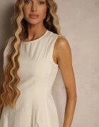 elsa.m by may Rochie Bej Deschis Cloche din Viscoză și Bumbac și cu Șliț pe Picior Saravisse