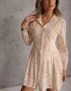 elsa.m by may Rochie Bej deschis Cloș Tip cămașă Rutty