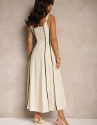 elsa.m by may Rochie bej deschis cu Vâscoză cu croi evazat cu dungi verticale Gonariel