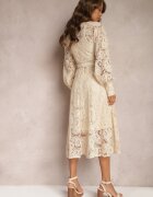 elsa.m by may Rochie Bej Deschis Din Dantelă Midi cu Legătură Decorativă Camaela