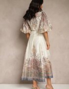 elsa.m by may Rochie Bej deschis Evazată din Viscoză cu cordon și Model Ornamental Redanira