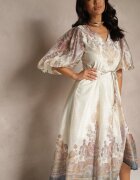elsa.m by may Rochie Bej deschis Evazată din Viscoză cu cordon și Model Ornamental Redanira