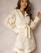 elsa.m by may Rochie Bej deschis tip cămașă cu dantelă Lenora