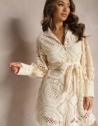 elsa.m by may Rochie Bej deschis tip cămașă cu dantelă Lenora