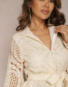 elsa.m by may Rochie Bej deschis tip cămașă cu dantelă Lenora
