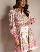 elsa.m by may Rochie bej deschis tip cămașă din satin cu curea Natilo